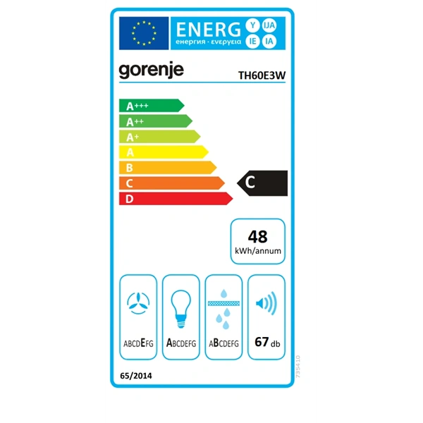 Gorenje TH60E3W fehér, kihúzható, méret:60cm, teleszkópos, páraelszívó
