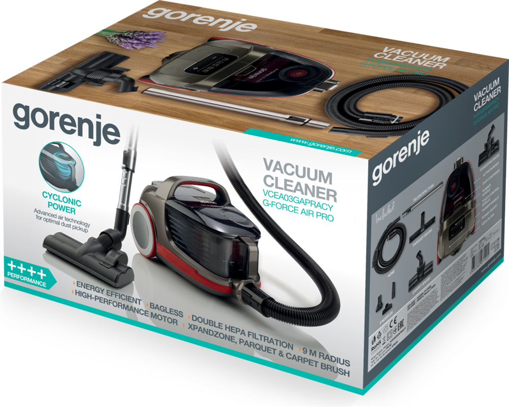 Gorenje VCEA03GAPRACY homok-piros porzsák nélküli porszívó