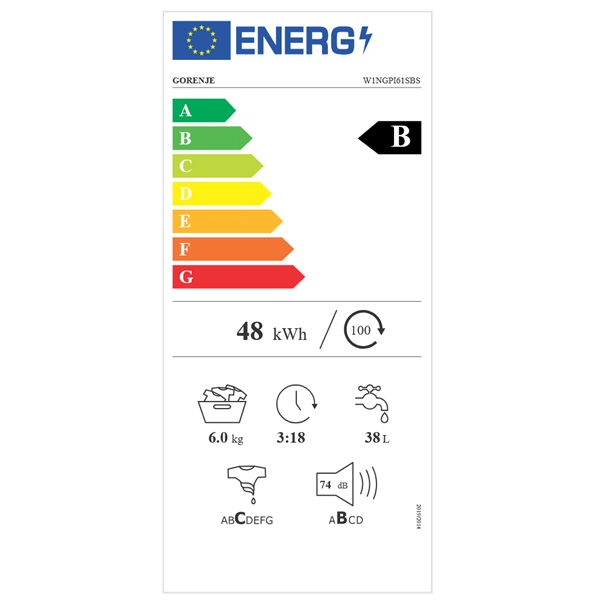 Gorenje W1NGPI61SBS elöltöltős mosógép