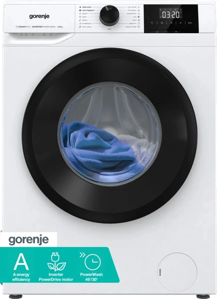 Gorenje W3NGPI61SAS fehér, elöltöltős, keskeny, max. 1000ford., 6kg mosógép