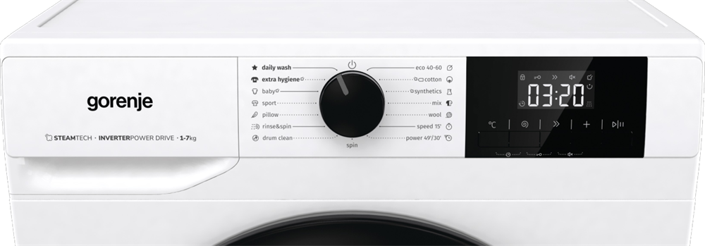 Gorenje W3NGPI72SBS fehér, elöltöltős, keskeny, max.1200ford., 7 kg, mosógép
