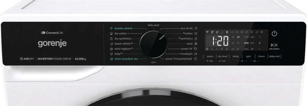 Gorenje WD2PA1X64ADW fehér, max.1400.ford, 10,5/6kg, mosó-szárítógép