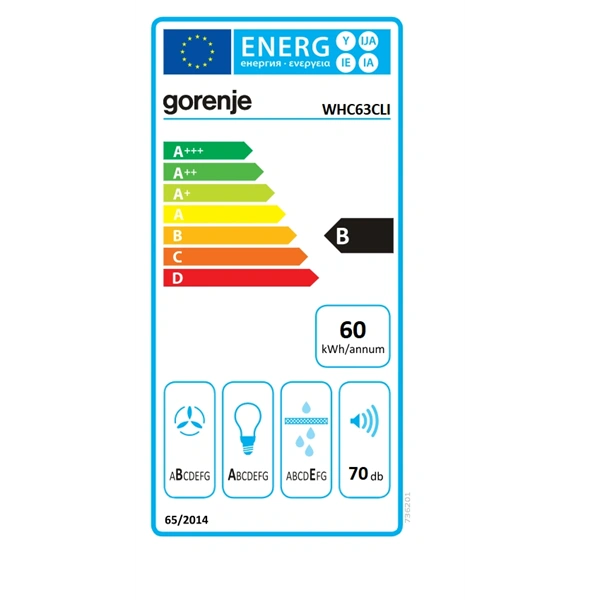 Gorenje WHC63CLI elefántcsontszín, fali, méret:60cm, zajszint:70dB, páraelszívó