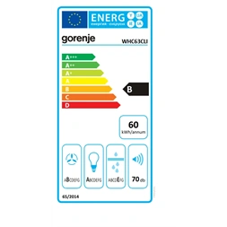 Gorenje WHC63CLI elefántcsontszín, fali, méret:60cm, zajszint:70dB, páraelszívó