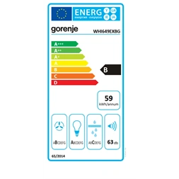Gorenje WHI649EXBG inox-fekete, kürtős, méret:60cm, zajszint:63dB, páraelszívó