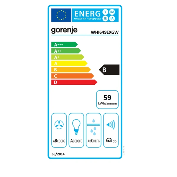 Gorenje WHI649EXGW inox-fehér, kürtős, méret:60cm, zajszint:63dB, páraelszívó