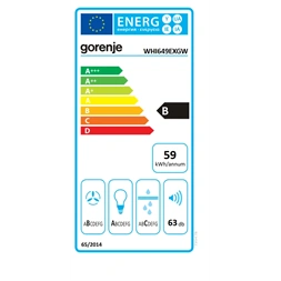 Gorenje WHI649EXGW inox-fehér, kürtős, méret:60cm, zajszint:63dB, páraelszívó