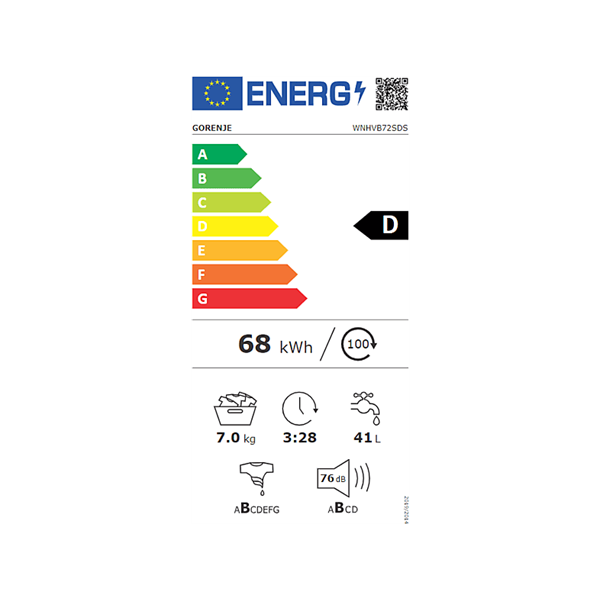 Gorenje WNHVB72SDS 7 kg elöltöltős mosógép