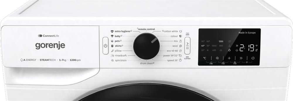 Gorenje WPNEI72A1SWIFI fehér, elöltöltős, max.1200ford., 7 kg, mosógép (Újszerű)