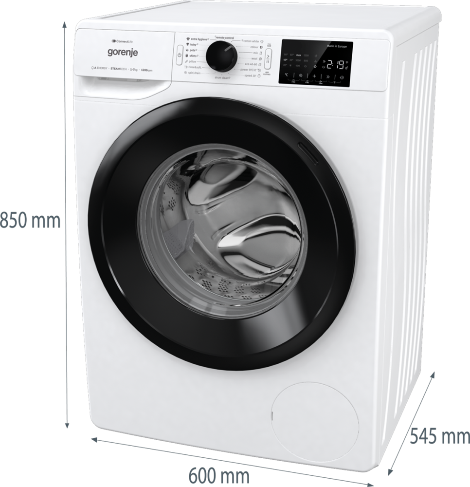 Gorenje WPNEI72A1SWIFI fehér, elöltöltős, max.1200ford., 7 kg, mosógép (Újszerű)