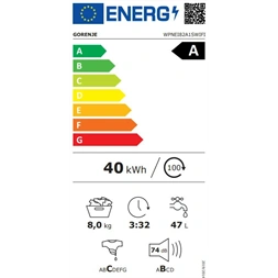 Gorenje WPNEI82A1SWIFI fehér, elöltöltős, max.1200ford., 8 kg, mosógép (Újszerű)