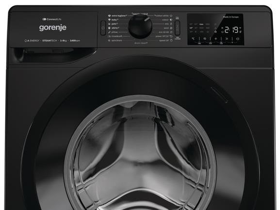 Gorenje WPNEI84A1SW/B fekete, elöltöltős, max.1400ford., 8 kg, mosógép (Újszerű)