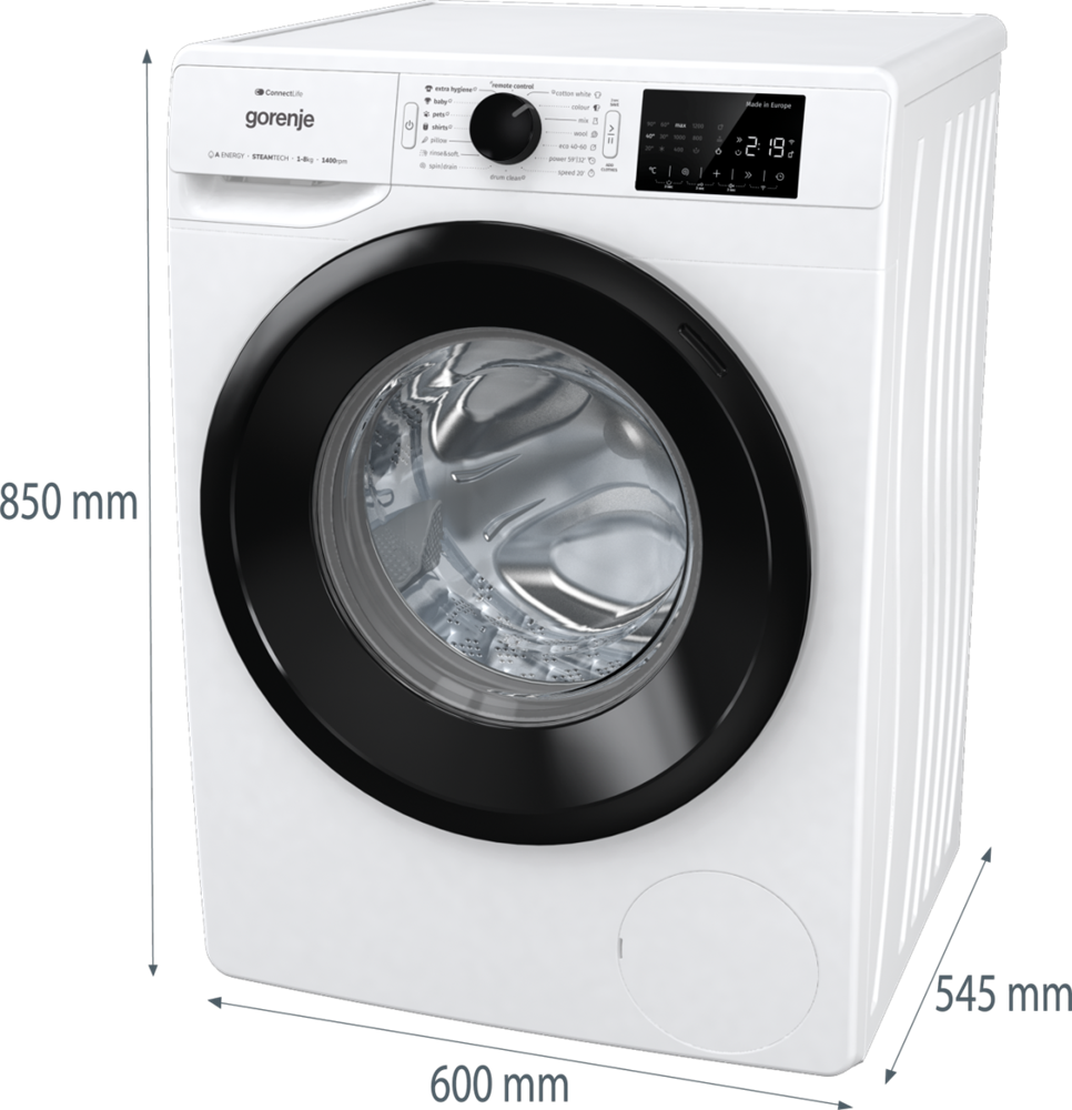 Gorenje WPNEI84A1SWIFI fehér, elöltöltős, max.1400ford., 8 kg, mosógép