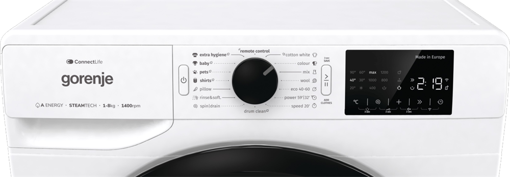 Gorenje WPNEI84A1SWIFI fehér, elöltöltős, max.1400ford., 8 kg, mosógép