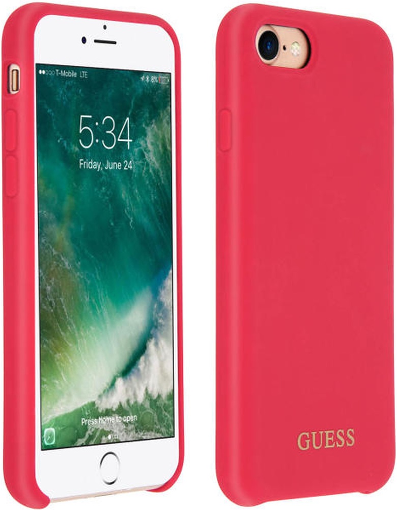Guess szilikon, iPhone 8 Plus piros/arany logós szilikon tok