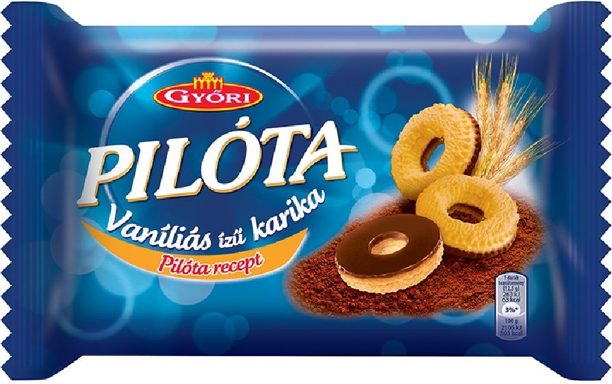 Győri Pilóta 150 g-os étcsokoládés vaníliás karika