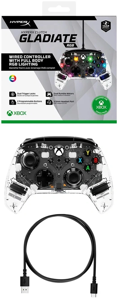 HP 7D6H2AA HyperX Clutch Gladiate PS5/Xbox One/Xbox Series vezetékes RGB kontroller
