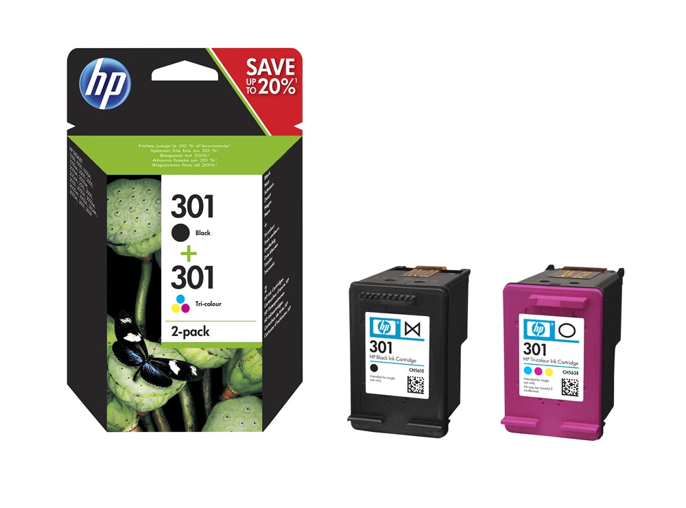HP N9J72AE 301 tri-color és fekete tintapatron csomag