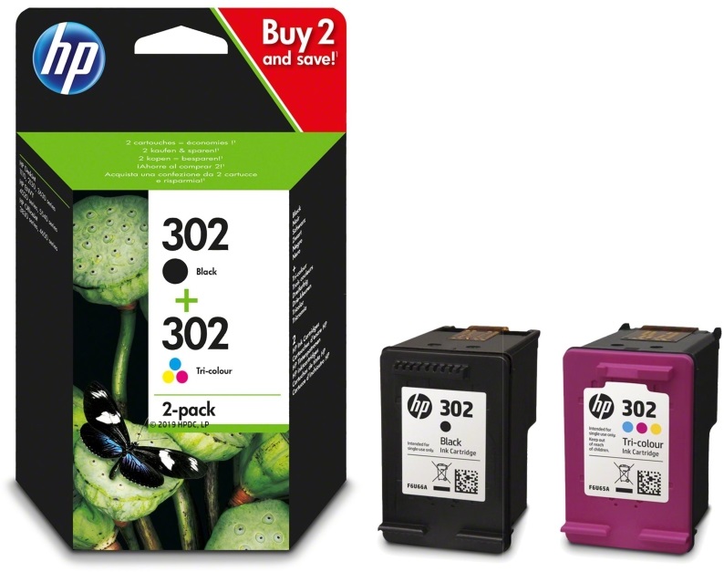 HP X4D37AE 302 tri-color és fekete tintapatron csomag