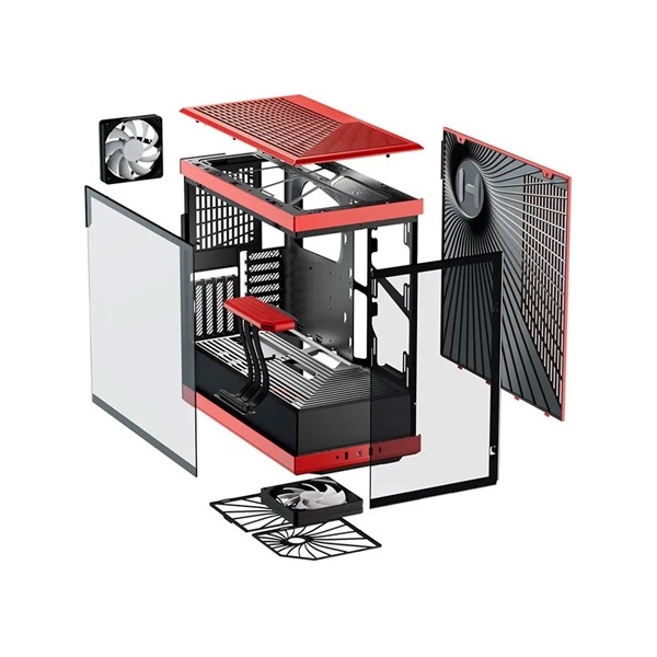HYTE Y40 táp nélküli ablakos Mid Tower számítógépház piros-fekete