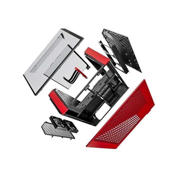 HYTE Y60 táp nélküli ablakos Mid Tower számítógépház piros-fekete
