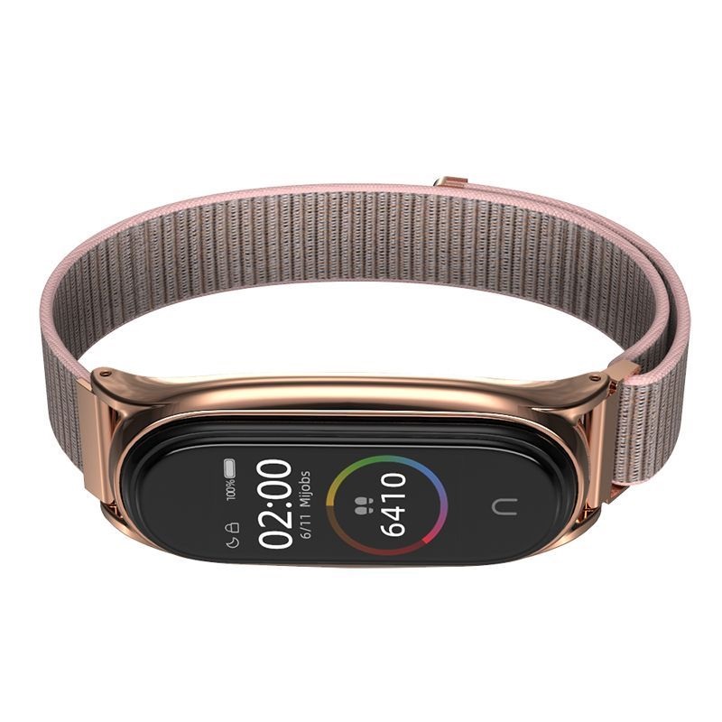 Haffner FN0213 Xiaomi Mi Smart Band 5/Band 6 Nylon rose gold rozsdamentes acél óraszíj