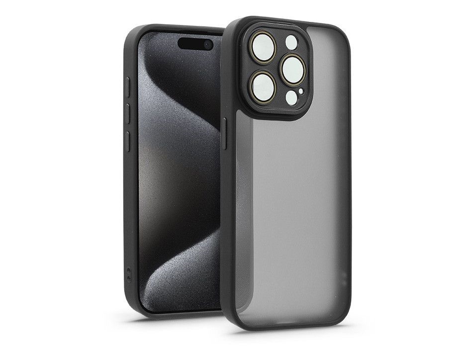 Haffner HF241031 Apple iPhone 15 Pro Variete fekete hátlap kameravédő peremmel, lencsevédő üveggel