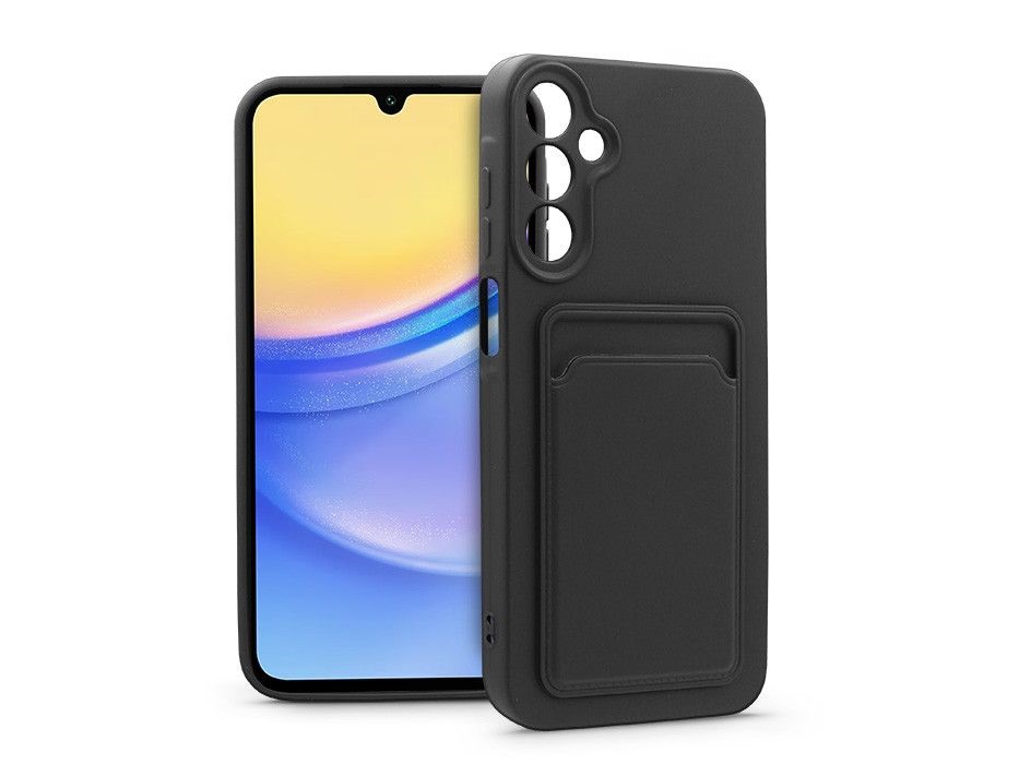 Haffner HF258848 Samsung Galaxy A15 4G/A15 5G fekete szilikon hátlap kártyatartóval