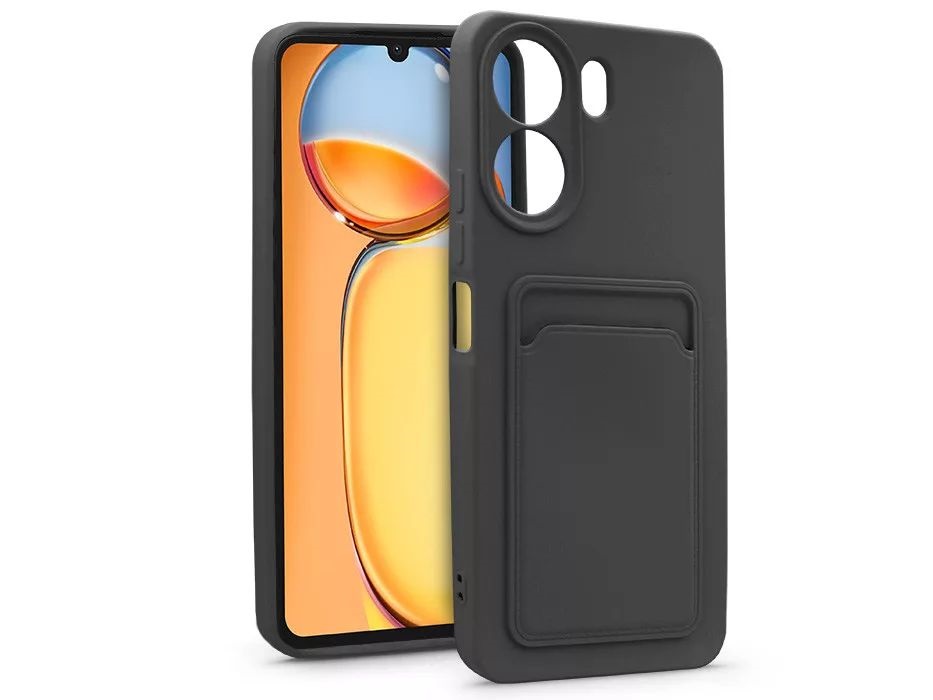 Haffner HF262852 Xiaomi Redmi 13C fekete szilikon hátlap kártyatartóval