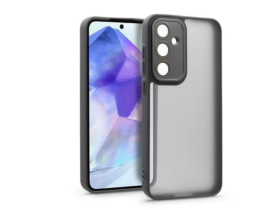 Haffner HF268106 Samsung Galaxy A55 Variete fekete hátlap kameravédő peremmel, lencsevédő üveggel