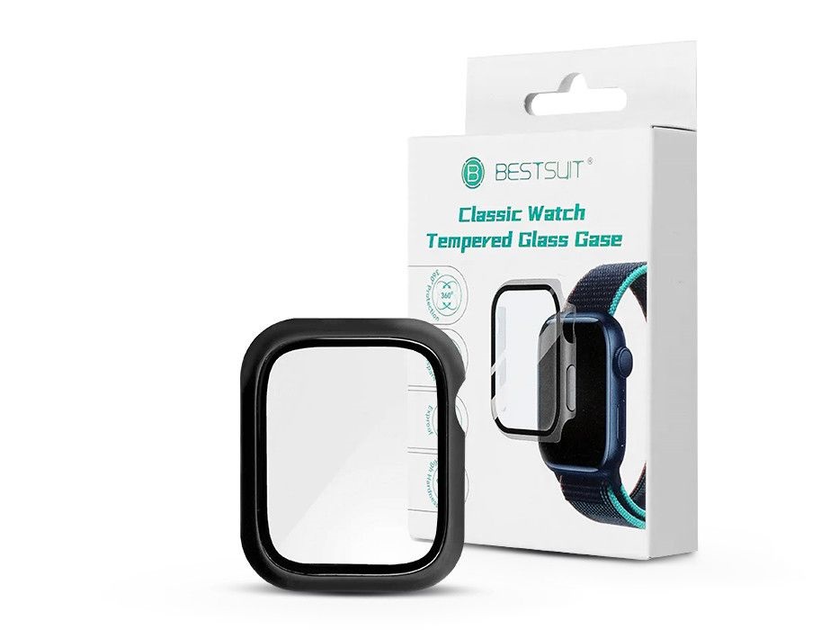 Haffner PT-6556 Apple Watch 7/Series 8 (41mm) fekete védőtok beépített edzett üveggel