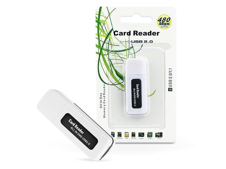Haffner PT-6630 USB fektete/fehér univerzális memóriakártya-olvasó