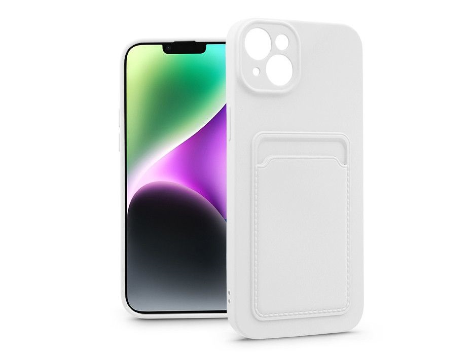 Haffner PT-6734 iPhone 14 Plus fehér szilikon hátlap kártyatartóval