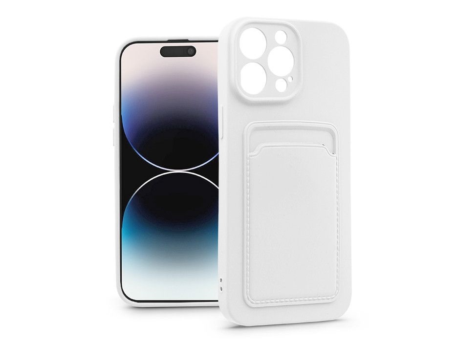 Haffner PT-6737 iPhone 14 Pro fehér szilikon hátlap kártyatartóval