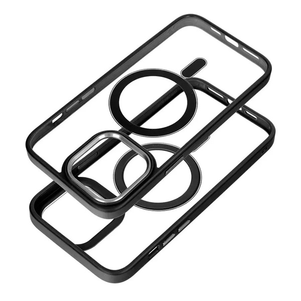 Haffner PT-6838 Apple iPhone 15 Pro Max Edge Mag Cover fekete/piros/átlátszó szilikon hátlap