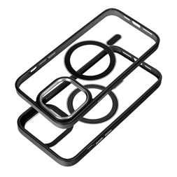 Haffner PT-6838 Apple iPhone 15 Pro Max Edge Mag Cover fekete/piros/átlátszó szilikon hátlap