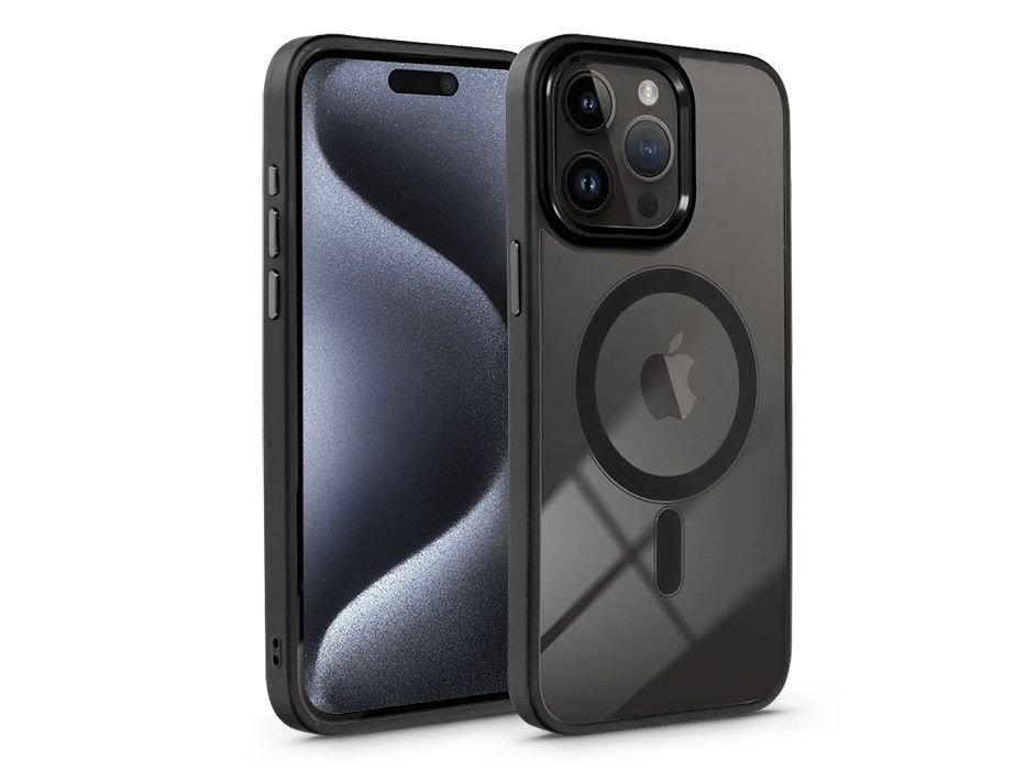 Haffner PT-6839 Apple iPhone 15 Pro Max Edge Mag Cover fekete/átlátszó szilikon hátlap