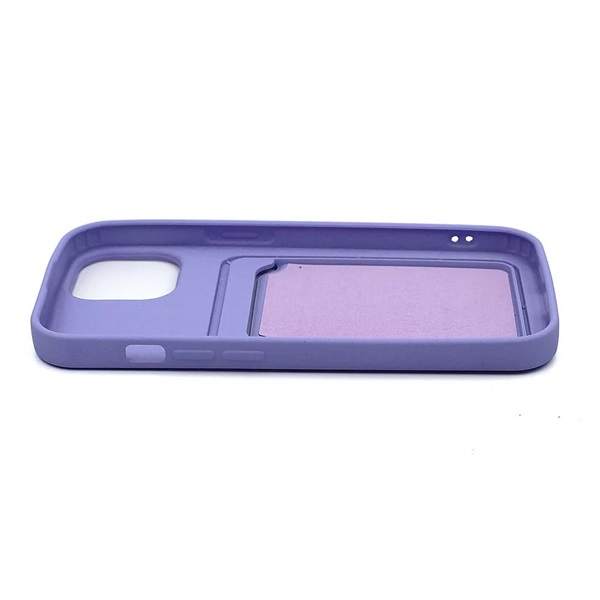 Haffner PT-6848 Apple iPhone 15 Pro Card Case lila szilikon hátlap kártyatartóval