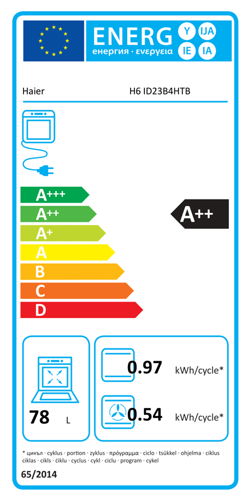 Haier H6 ID23B4HTB fekete, beépíthető, sütőtér: 78L, sütő