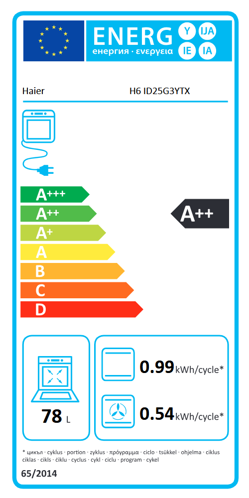 Haier H6 ID25G3HTX inox, beépíthető, sütőtér: 78L, sütő