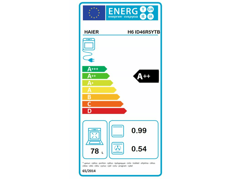 Haier H6 ID46R5YTB fekete, beépíthető, sütőtér: 78L, sütő