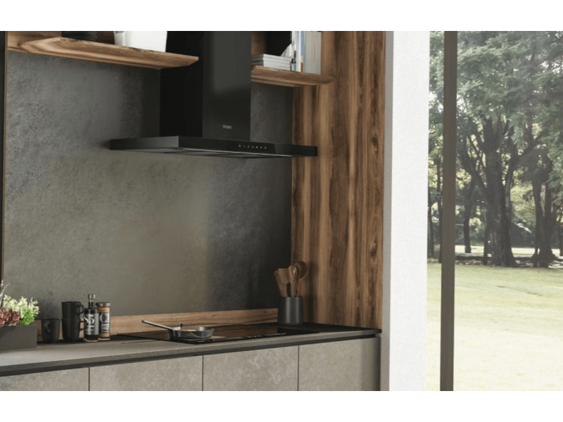 Haier HATS9CBS6BVOC fekete, szabadonálló, kürtős, méret:90 cm, zajszint:68 dB, páraelszívó