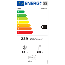 Haier HBW5719E beépíthető alulfagyasztós hűtőszekrény