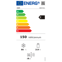 Haier HBW7519C beépíthető alulfagyasztós hűtőszekrény