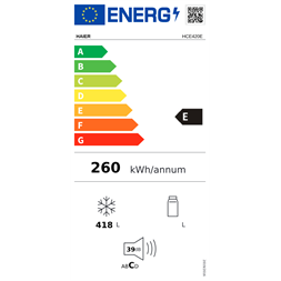 Haier HCE420E fehér, Hűtő:L, Fagyasztó:418L, fagyasztóláda