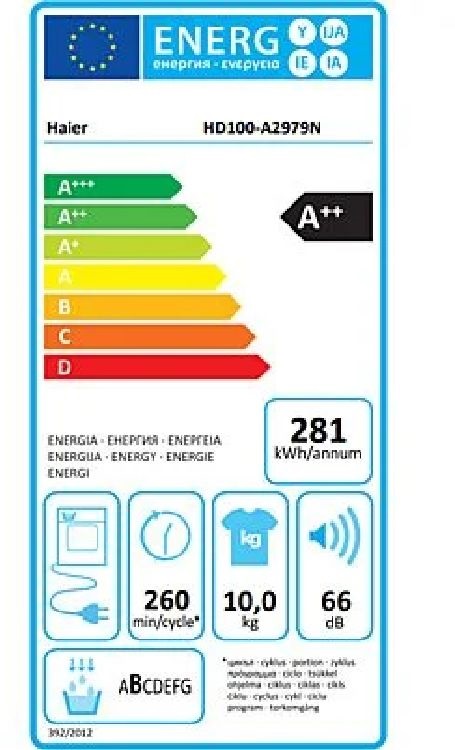 Haier HD100-A2979N-S fehér, 10 kg, hőszivattyús, szárítógép