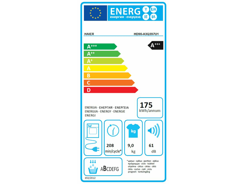 Haier HD100-A3Q397U1-S fehér, 10 kg, hőszivattyús, szárítógép