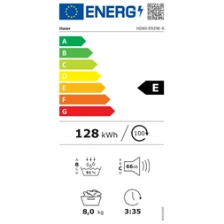 Haier HD80-E929E-S fehér-fekete, 8kg, hőszivattyús szárítógép (Újszerű)