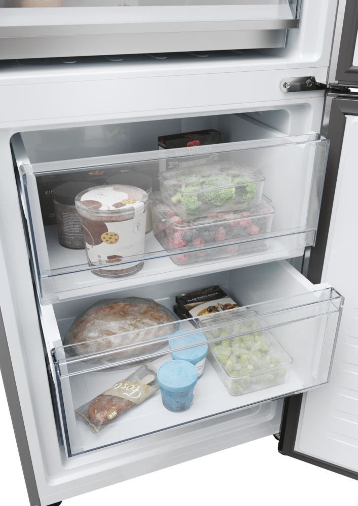 Haier HDPW5618CNPK inox, alulfagyasztós, Hűtő:235L, Fagyasztó:117L, hűtőszekrény
