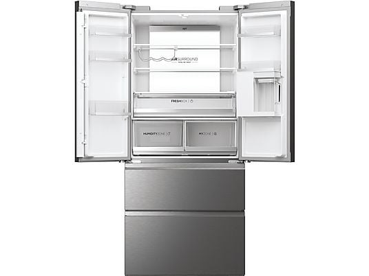 Haier HFW7819EWMP inox, francia ajtós, alulfagyasztós, Hűtő:356L, Fagyasztó:181L, Total No frost hűtőszekrény